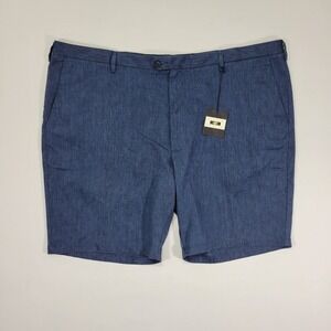 Joseph Abboud Men's Flat Front Shorts Navy Blue Linen Blend Navy Size 44‎ Modern